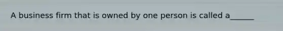 A business firm that is owned by one person is called a______