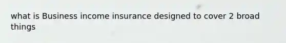 what is Business income insurance designed to cover 2 broad things