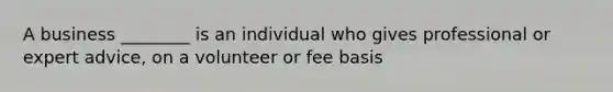 A business ________ is an individual who gives professional or expert advice, on a volunteer or fee basis