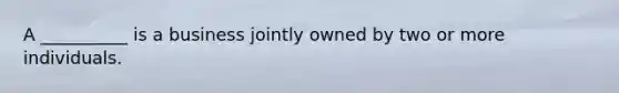 A __________ is a business jointly owned by two or more individuals.