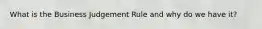 What is the Business Judgement Rule and why do we have it?