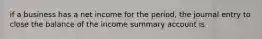 if a business has a net income for the period, the journal entry to close the balance of the income summary account is