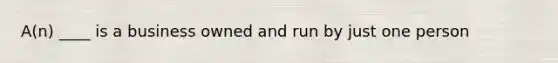 A(n) ____ is a business owned and run by just one person