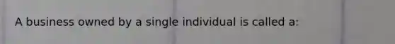 A business owned by a single individual is called a: