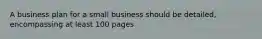 A business plan for a small business should be detailed, encompassing at least 100 pages