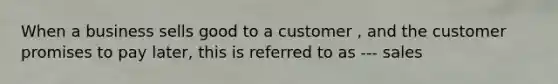 When a business sells good to a customer , and the customer promises to pay later, this is referred to as --- sales