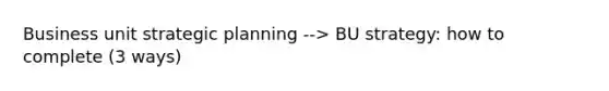 Business unit strategic planning --> BU strategy: how to complete (3 ways)