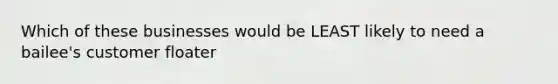 Which of these businesses would be LEAST likely to need a bailee's customer floater