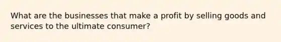 What are the businesses that make a profit by selling goods and services to the ultimate consumer?