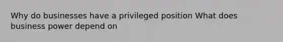 Why do businesses have a privileged position What does business power depend on