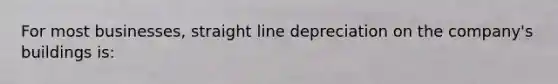 For most businesses, straight line depreciation on the company's buildings is: