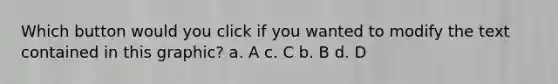 Which button would you click if you wanted to modify the text contained in this graphic? a. A c. C b. B d. D