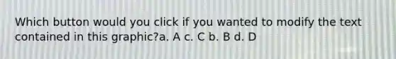 Which button would you click if you wanted to modify the text contained in this graphic?a. A c. C b. B d. D