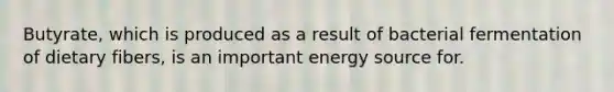 Butyrate, which is produced as a result of bacterial fermentation of dietary fibers, is an important energy source for.