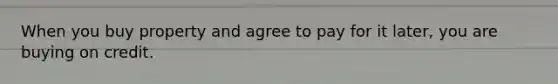 When you buy property and agree to pay for it later, you are buying on credit.