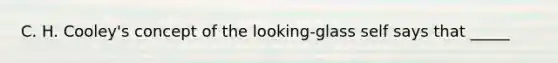 C. H. Cooley's concept of the looking-glass self says that _____