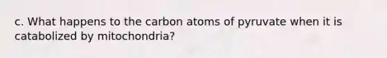 c. What happens to the carbon atoms of pyruvate when it is catabolized by mitochondria?