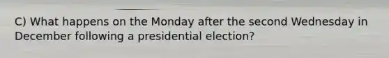 C) What happens on the Monday after the second Wednesday in December following a presidential election?