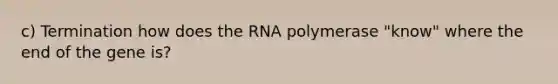 c) Termination how does the RNA polymerase "know" where the end of the gene is?