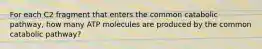 For each C2 fragment that enters the common catabolic pathway, how many ATP molecules are produced by the common catabolic pathway?