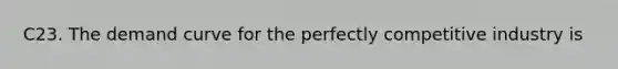 C23. The demand curve for the perfectly competitive industry is