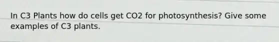 In C3 Plants how do cells get CO2 for photosynthesis? Give some examples of C3 plants.