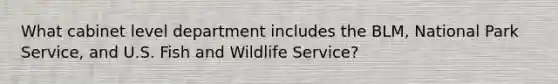 What cabinet level department includes the BLM, National Park Service, and U.S. Fish and Wildlife Service?