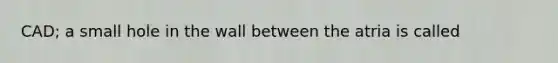 CAD; a small hole in the wall between the atria is called