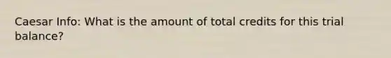 Caesar Info: What is the amount of total credits for this trial balance?