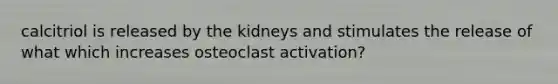 calcitriol is released by the kidneys and stimulates the release of what which increases osteoclast activation?