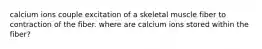 calcium ions couple excitation of a skeletal muscle fiber to contraction of the fiber. where are calcium ions stored within the fiber?