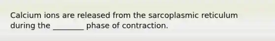 Calcium ions are released from the sarcoplasmic reticulum during the ________ phase of contraction.