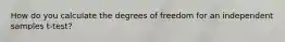 How do you calculate the degrees of freedom for an independent samples t-test?