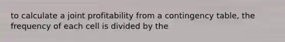 to calculate a joint profitability from a contingency table, the frequency of each cell is divided by the