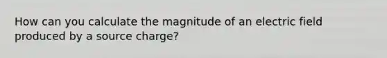 How can you calculate the magnitude of an electric field produced by a source charge?