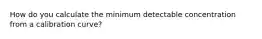 How do you calculate the minimum detectable concentration from a calibration curve?