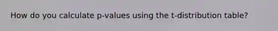 How do you calculate p-values using the t-distribution table?