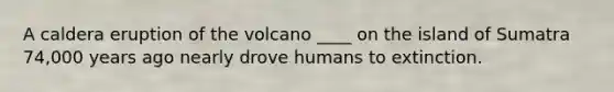 A caldera eruption of the volcano ____ on the island of Sumatra 74,000 years ago nearly drove humans to extinction.
