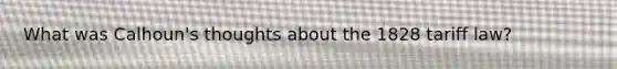 What was Calhoun's thoughts about the 1828 tariff law?