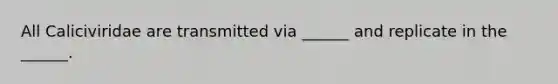 All Caliciviridae are transmitted via ______ and replicate in the ______.