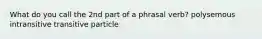 What do you call the 2nd part of a phrasal verb? polysemous intransitive transitive particle