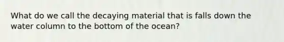 What do we call the decaying material that is falls down the water column to the bottom of the ocean?