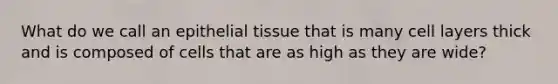 What do we call an epithelial tissue that is many cell layers thick and is composed of cells that are as high as they are wide?