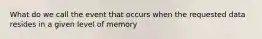 What do we call the event that occurs when the requested data resides in a given level of memory