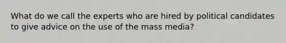 What do we call the experts who are hired by political candidates to give advice on the use of the mass media?