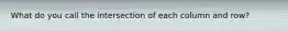 What do you call the intersection of each column and row?