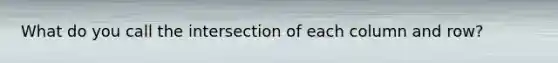 What do you call the intersection of each column and row?