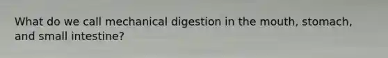 What do we call mechanical digestion in the mouth, stomach, and small intestine?