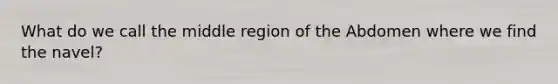 What do we call the middle region of the Abdomen where we find the navel?