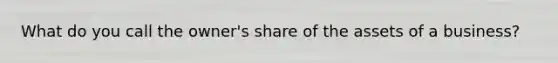 What do you call the owner's share of the assets of a business?